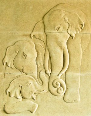 The Sculpture Sandstone of elephants clipart