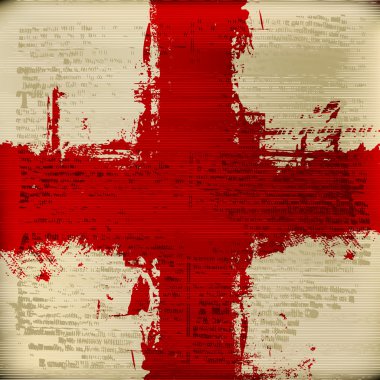 Red Cross over a grunged antique texture background clipart
