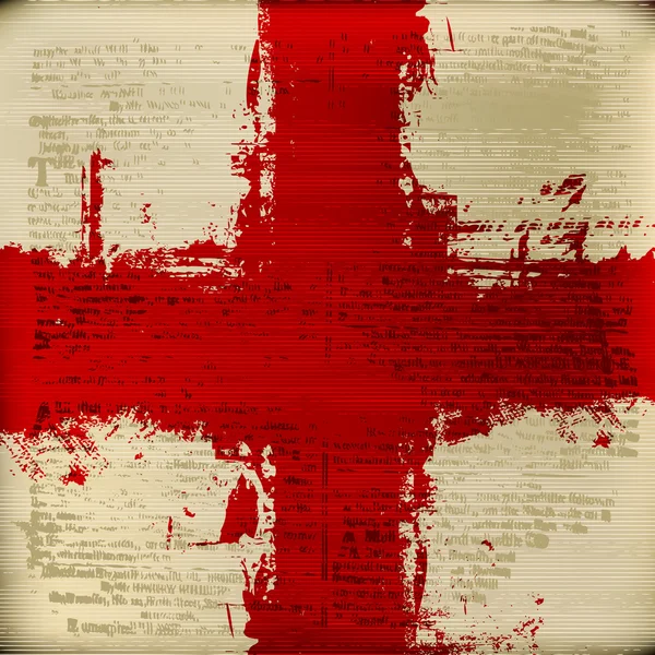 Croce Rossa su uno sfondo grunged texture antica — Vettoriale Stock