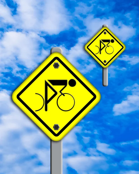 Icono de bicicleta en la placa de tráfico . —  Fotos de Stock
