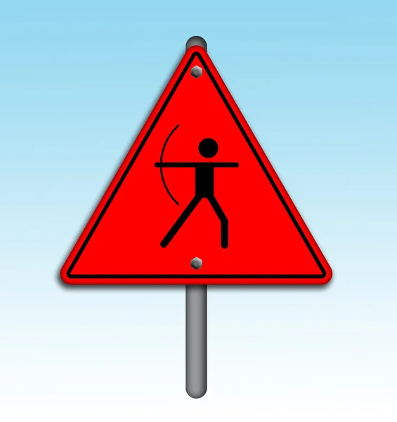 Bogenschießen-Ikone im Verkehrsschild. — Stockfoto