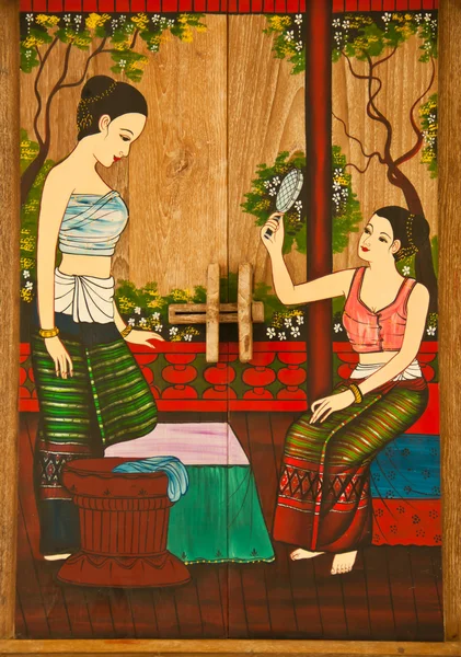 Pittura tailandese di donne . — Foto Stock