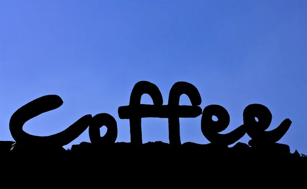 Palabra 'café' y cielo azul — Foto de Stock
