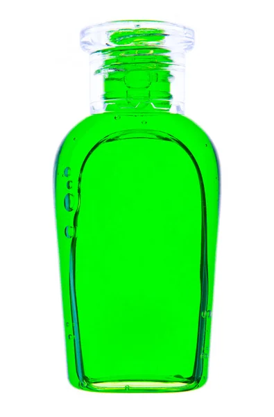 stock image Liquid and bubble in bottle on white background