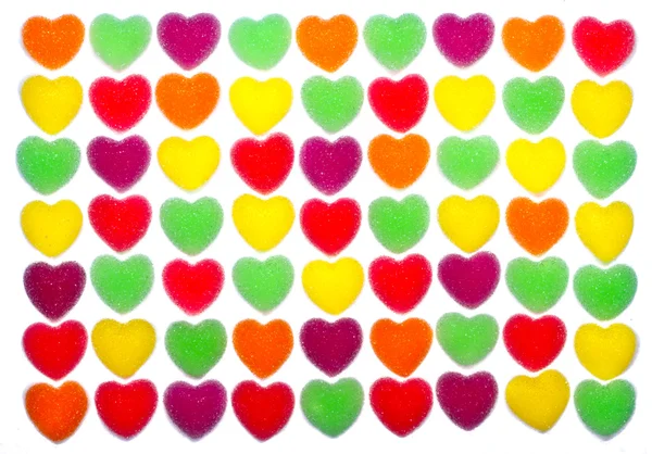 Heart shape colorful jelly coated with sugar — Stock Photo, Image