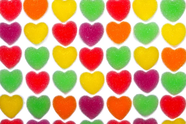 Heart shape colorful jelly coated with sugar — Stock Photo, Image