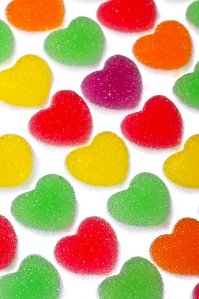 Hjärta form färgglada gelé överdraget med socker — Stockfoto