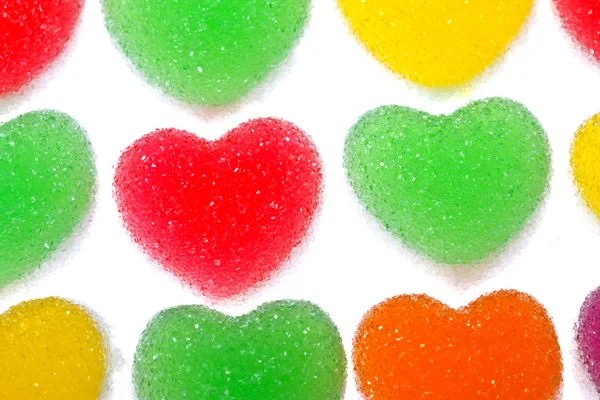 Hjärta form färgglada gelé överdraget med socker — Stockfoto