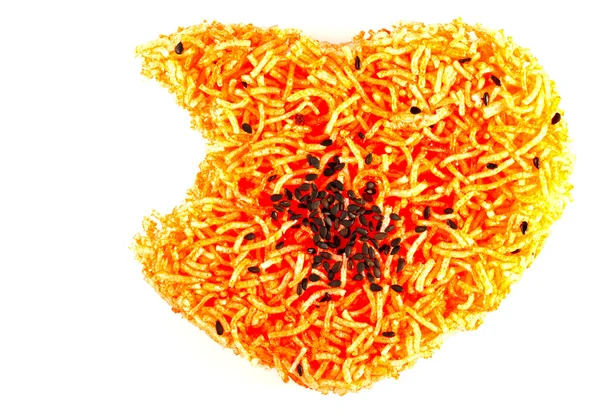 Forma do coração estilo tailandês crocante macarrão de arroz frito — Fotografia de Stock