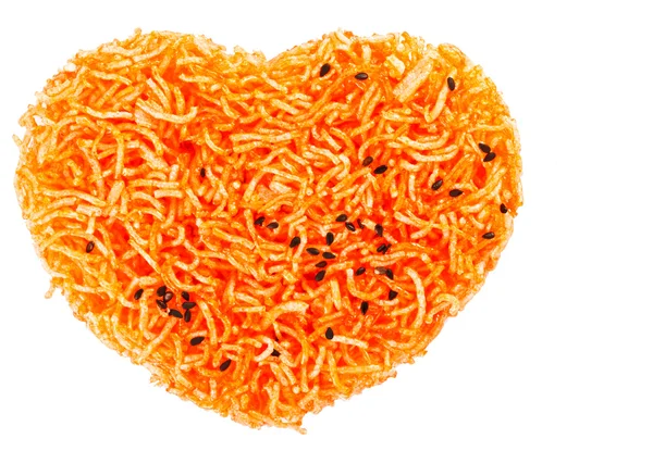 Forma do coração estilo tailandês crocante macarrão de arroz frito — Fotografia de Stock