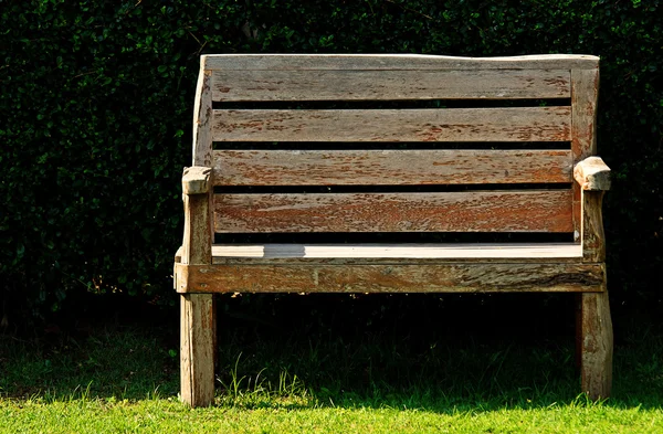 Wood bench in garden — Stock Photo, Image