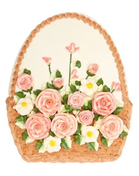 Crema di fiori in cima alla torta beatiful — Foto Stock