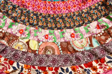 Texture of colorful cloth on woman dress in Thai style