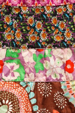 Texture of colorful cloth on woman dress in Thai style