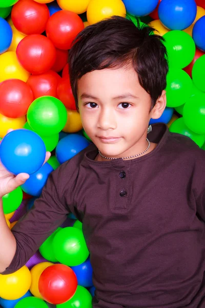 stock image Boy playing in ball land