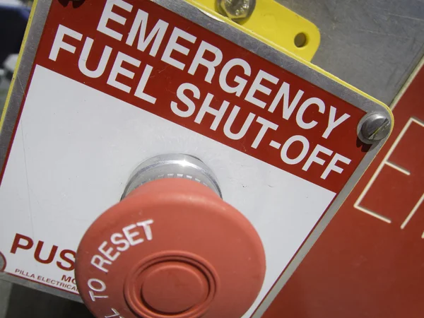 stock image Emergency fuel shut off red and white