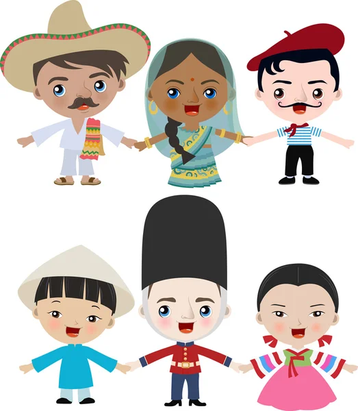 しんじゅく多文化共生子供手を繋いでいます。 — ストックベクタ