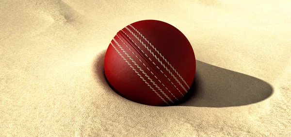 क्रिकेट बॉल वाळूमध्ये दफन — स्टॉक फोटो, इमेज