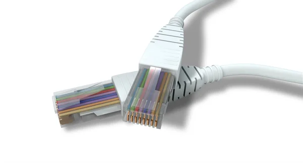 Cabos Ethernet desconectado Closeups — Fotografia de Stock