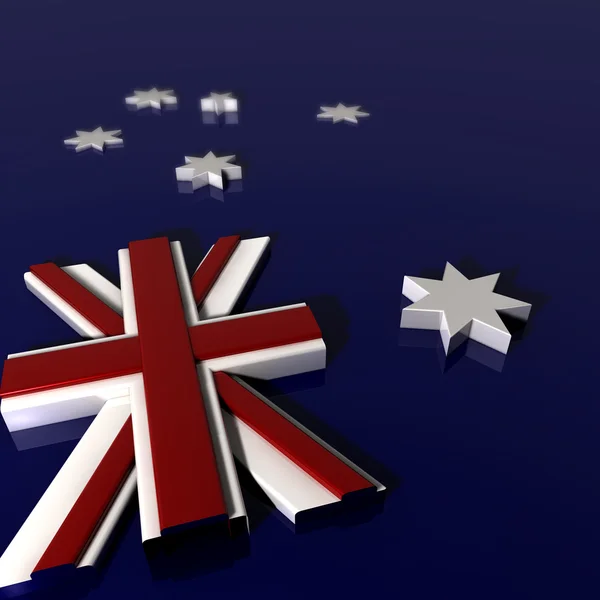 Tre dimensionella extruderade australiska nationen flagga — Stockfoto
