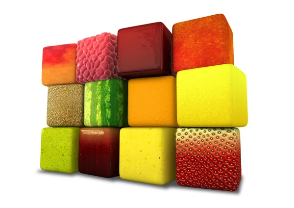 Cubi di frutta impilati — Foto Stock