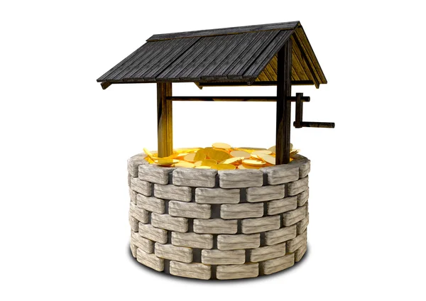 Wishing Well With Gold Coins — Stock Photo, Image