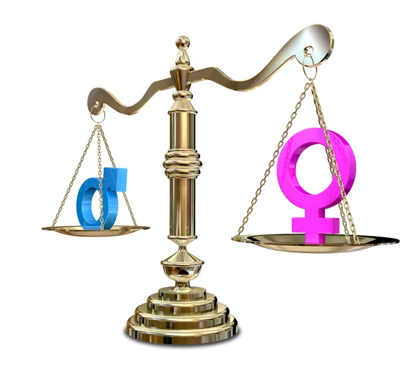 Gender Inequality Balancing Scale Stock Image