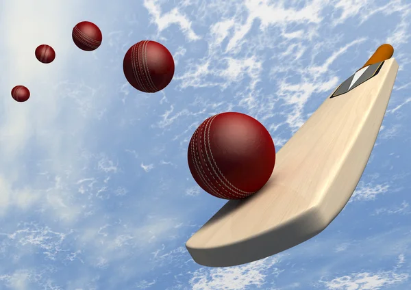Cricketschläger mit Ballflugbahn — Stockfoto