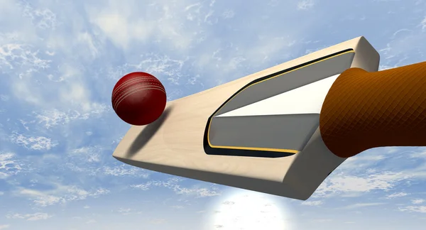 Kriket bat stávkující míč — Stock fotografie