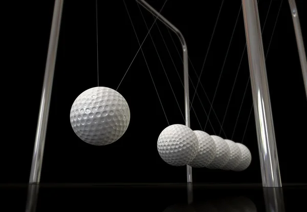 Golf Ball On A Newtons Cradle — Stock Photo, Image