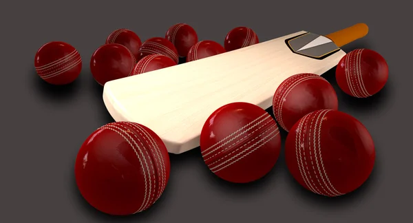 Cricket bat och bollar — Stockfoto