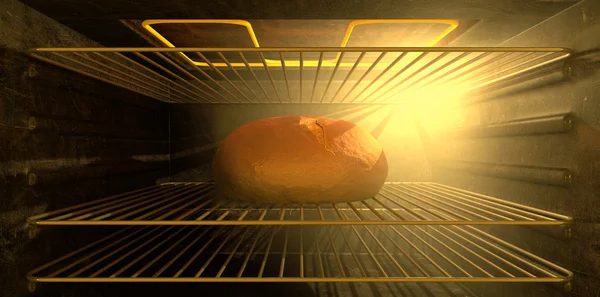 Um pão no forno — Fotografia de Stock