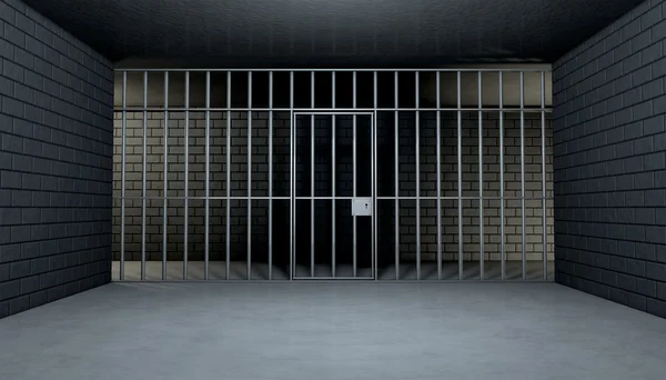 Пустая тюремная камера, выглядывающая наружу — стоковое фото