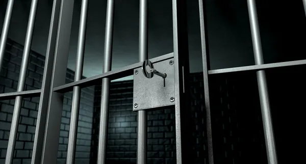 Célula de prisão com porta aberta — Fotografia de Stock