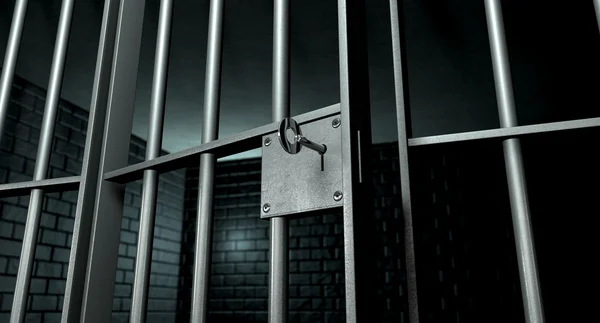 Gevangenis cel met open deur Stockfoto
