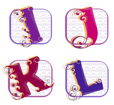 Alphabet i, j​​, k, l clipart