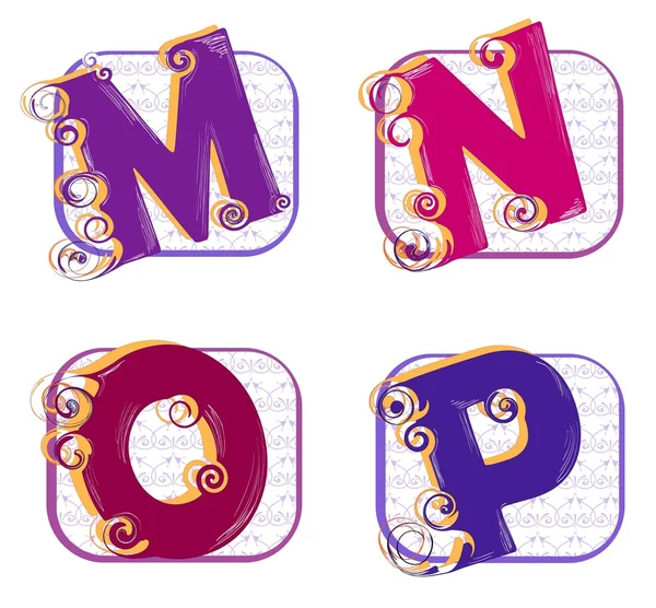 Alfabet m, n Breezn, o, p – stockvektor