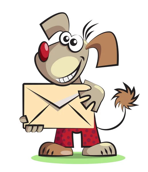 Perro de dibujos animados con el sobre de correo Ilustración De Stock