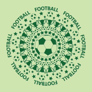 Green football rubber stamp or mandala clipart