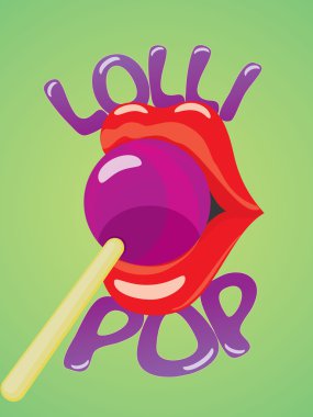 Lips and lollipop - vector illustration clipart