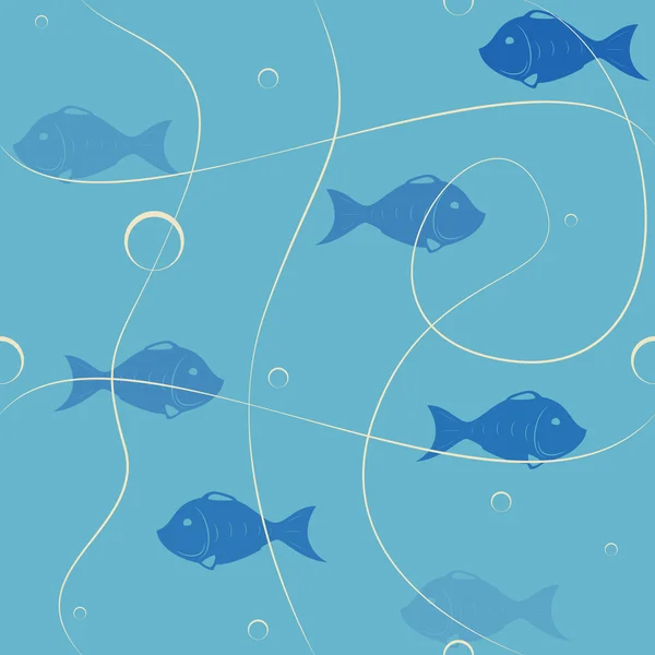 Fond sans couture avec des poissons — Image vectorielle