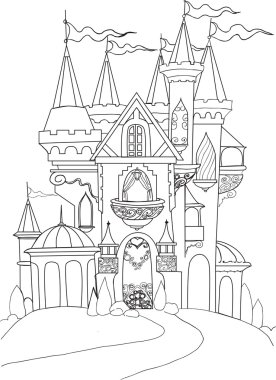 Color book palace fairy tale clipart