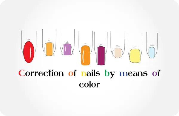Korekce nehtů dle barev — Stockový vektor