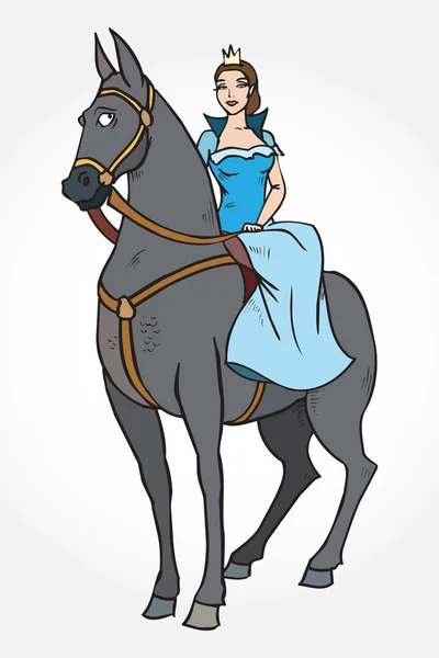 Die Animationsprinzessin auf dem Pferd — Stockvektor