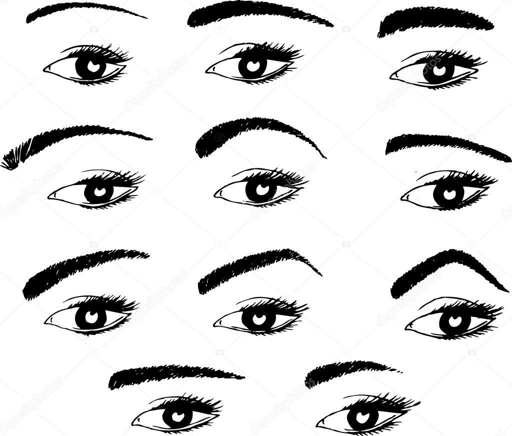 Various shapes of eyebrows
