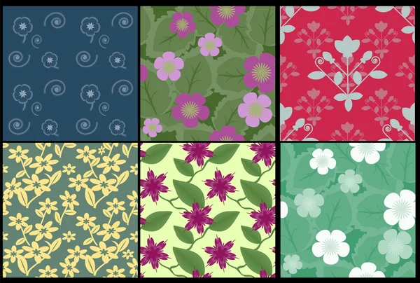 Coleção de padrões florais — Vetor de Stock