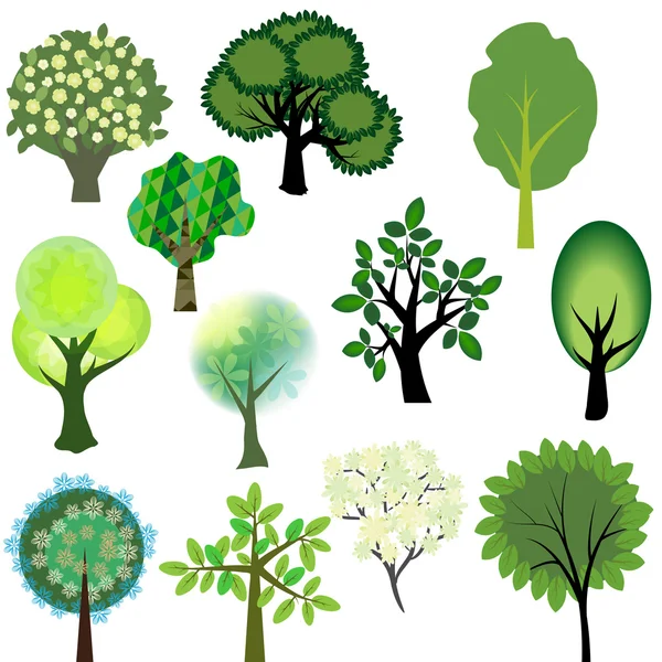 Vector trees collection — Stock Vector
