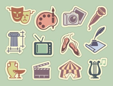 Art icons on stickers clipart