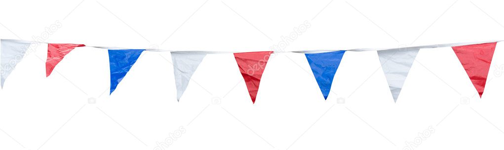 Colorful triangle flags on rope