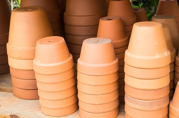 stock image Display of terracotta planter pots